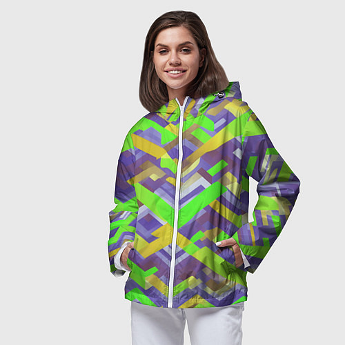 Женская ветровка Зелёные ретро стрелки / 3D-Белый – фото 3