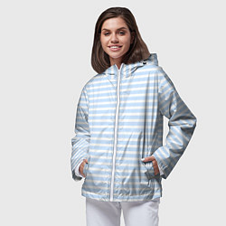 Ветровка с капюшоном женская Полосатый морской стиль, цвет: 3D-белый — фото 2
