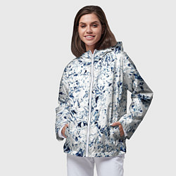 Ветровка с капюшоном женская Паттерн ледяные вершины гор, цвет: 3D-белый — фото 2