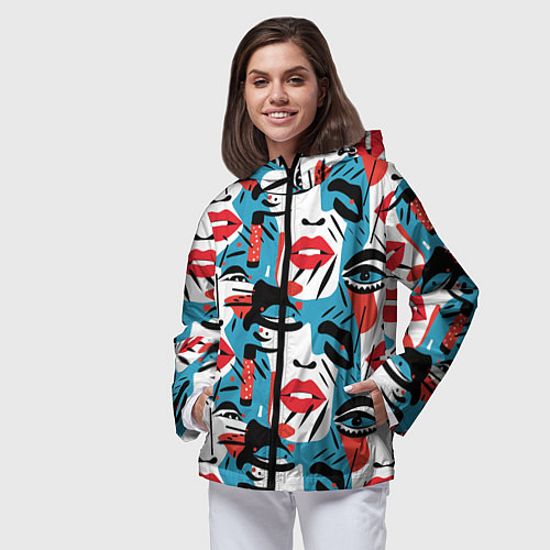 Женская ветровка Губы и глаза / 3D-Черный – фото 3