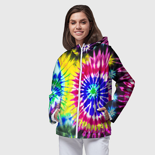 Женская ветровка Colorful floral composition - tie-dye / 3D-Белый – фото 3