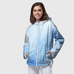Ветровка с капюшоном женская Абстракция с голубыми кругами, цвет: 3D-белый — фото 2