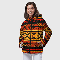 Ветровка с капюшоном женская Узор в этническом стиле масаев, цвет: 3D-черный — фото 2