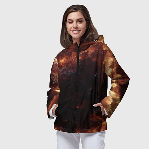 Женская ветровка Взрыв нейронной звезды в космосе / 3D-Черный – фото 3