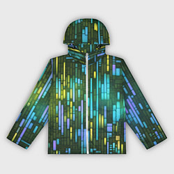 Ветровка с капюшоном женская Неоновые полосы синие, цвет: 3D-белый