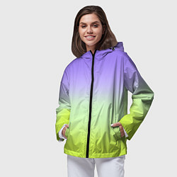 Ветровка с капюшоном женская Фиолетовый мятный и желто-зеленый градиент, цвет: 3D-черный — фото 2