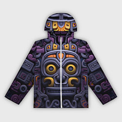 Ветровка с капюшоном женская Орнамент в стиле ацтеков, цвет: 3D-белый