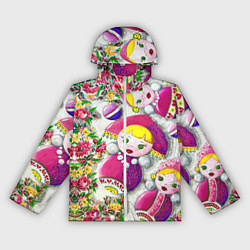 Ветровка с капюшоном женская Неваляшки в кокошниках, цвет: 3D-белый