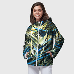 Ветровка с капюшоном женская Киберпанк адский скелет синий, цвет: 3D-белый — фото 2