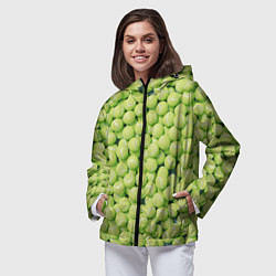 Ветровка с капюшоном женская Много теннисных мячей, цвет: 3D-черный — фото 2