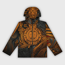 Ветровка с капюшоном женская Узор в скандинавском фолк-арт стиле, цвет: 3D-черный