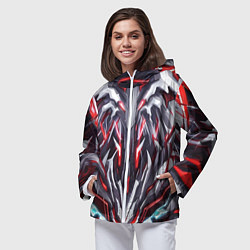 Ветровка с капюшоном женская Красная киберпанк броня, цвет: 3D-белый — фото 2