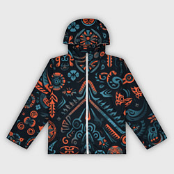 Ветровка с капюшоном женская Абстрактный рисунок в славянском стиле, цвет: 3D-белый