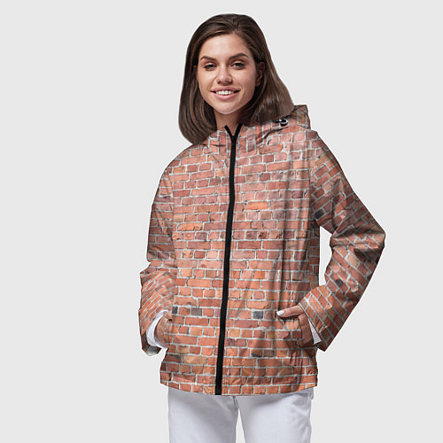 Женская ветровка Кирпичная стена узор / 3D-Черный – фото 3