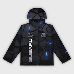 Ветровка с капюшоном женская Subaru - плиты с эффектом свечения, цвет: 3D-черный