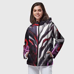 Ветровка с капюшоном женская Броня адская и райская красная, цвет: 3D-черный — фото 2