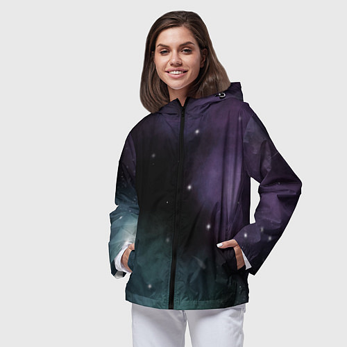 Женская ветровка Космос и звезды на темном фоне / 3D-Черный – фото 3