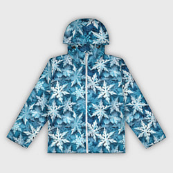 Ветровка с капюшоном женская New Years pattern with snowflakes, цвет: 3D-белый