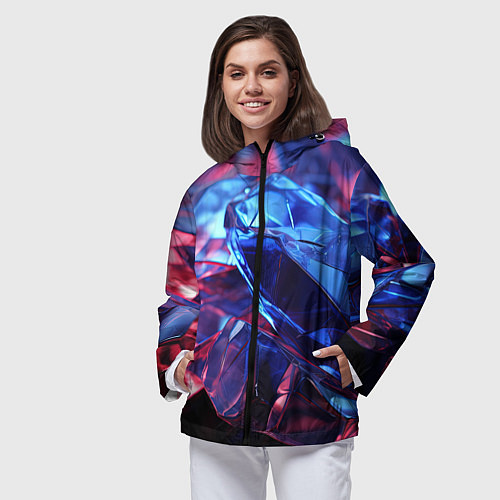 Женская ветровка Синие алмазы / 3D-Черный – фото 3