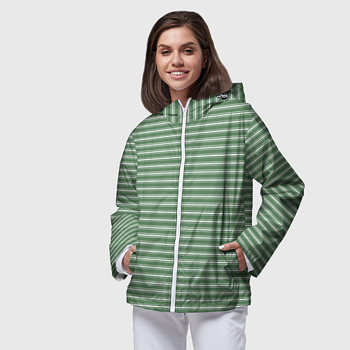 Женская ветровка Светло-зелёный полосы / 3D-Белый – фото 3