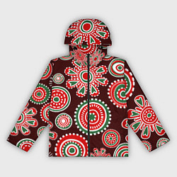 Ветровка с капюшоном женская Новогодний принт красный, цвет: 3D-черный