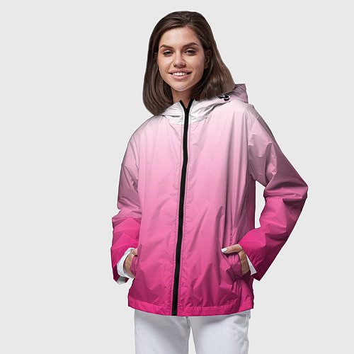 Женская ветровка Бело-розовый градиент / 3D-Черный – фото 3