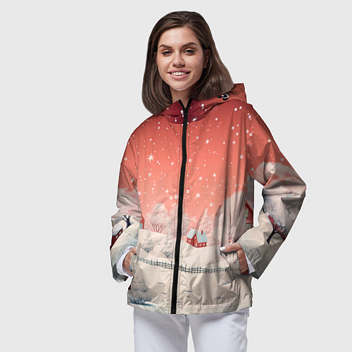 Женская ветровка Волшебство новогодней ночи / 3D-Черный – фото 3