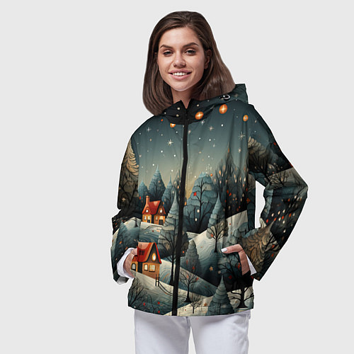 Женская ветровка Зимние развлечения на природе / 3D-Черный – фото 3