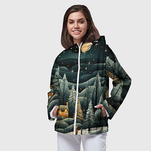 Женская ветровка Зима в городе ожидание праздника / 3D-Белый – фото 3