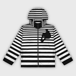 Ветровка с капюшоном женская Силуэт на чёрно белом полосы, цвет: 3D-черный