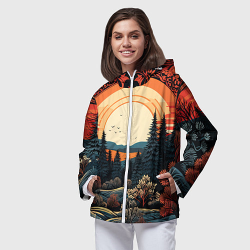 Женская ветровка Мерцание праздника новогодний орнамент / 3D-Белый – фото 3