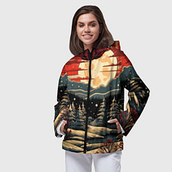 Ветровка с капюшоном женская Зимнее настроение новогодний рисунок, цвет: 3D-черный — фото 2