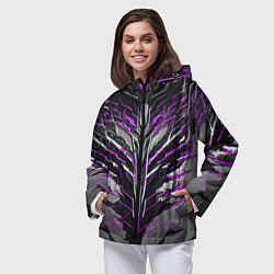 Ветровка с капюшоном женская Киберпанк доспех фиолетовый, цвет: 3D-черный — фото 2
