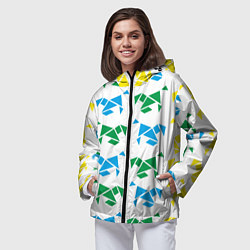 Ветровка с капюшоном женская Origami horses, цвет: 3D-черный — фото 2