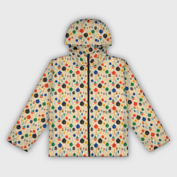 Ветровка с капюшоном женская Разноцветные ёлочные игрушки, цвет: 3D-черный