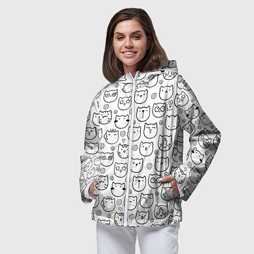 Женская ветровка Коты дудл мордашки / 3D-Белый – фото 3