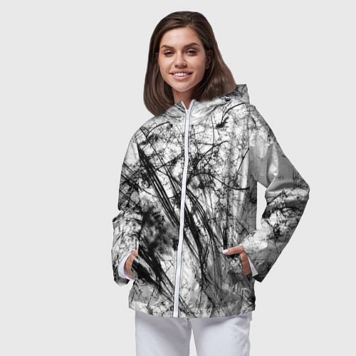 Женская ветровка Чёрно белые узоры / 3D-Белый – фото 3
