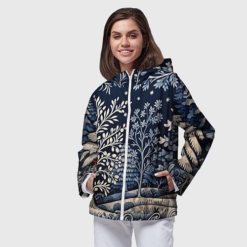 Женская ветровка Ледяные узоры нового года / 3D-Белый – фото 3