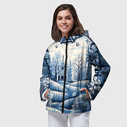 Ветровка с капюшоном женская Пушистые завитки, цвет: 3D-черный — фото 2