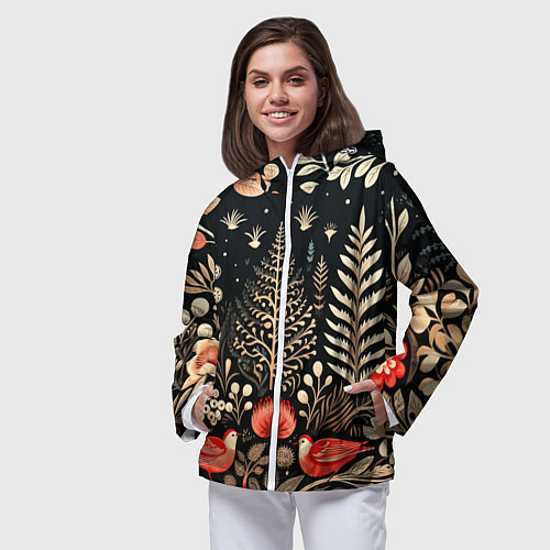 Женская ветровка Елочные узоры нового года / 3D-Белый – фото 3