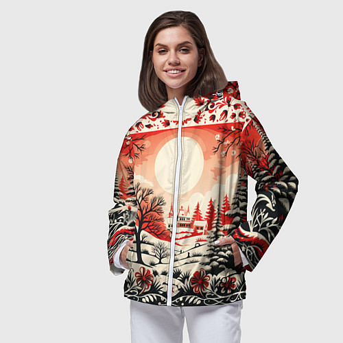 Женская ветровка Новогодние орнаменты / 3D-Белый – фото 3