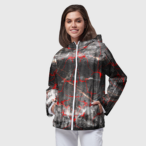 Женская ветровка Красные узоры / 3D-Белый – фото 3
