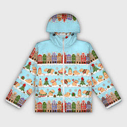 Ветровка с капюшоном женская Капибара с семьей на прогулке, цвет: 3D-белый