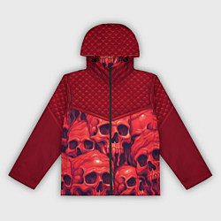 Ветровка с капюшоном женская Расплавленные красные черепа, цвет: 3D-черный