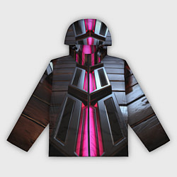 Ветровка с капюшоном женская Розовые неоновые вставки в черной конструкции, цвет: 3D-черный