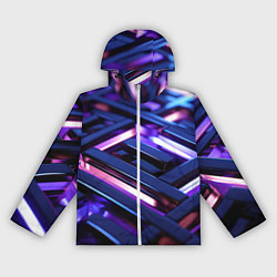 Ветровка с капюшоном женская Фиолетовые неоновые конструкции, цвет: 3D-белый