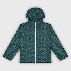 Женская ветровка Золотой узор на бирюзовом фоне