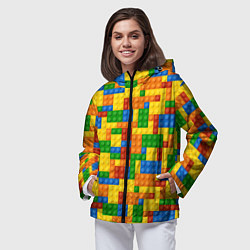 Ветровка с капюшоном женская Лего - разноцветная стена, цвет: 3D-черный — фото 2