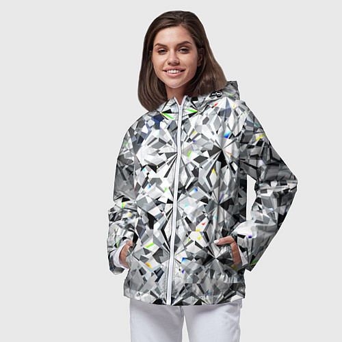 Женская ветровка Магия бриллиантового мерцания / 3D-Белый – фото 3
