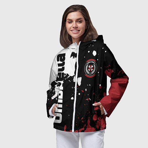 Женская ветровка Umbrella Security на спортивном красно бело чёрном / 3D-Белый – фото 3